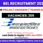 BEL Recruitment 2023 for Project Engineer and Trainee Engineer