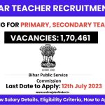 BPSC Bihar Teacher Recruitment 2023