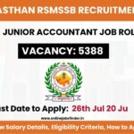 Rajasthan Junior Accountant Recruitment 2023, 5388 vacancies - Apply Now